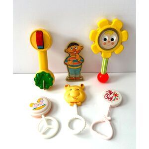 Fisher Price Flower Rattle Googly Eyes Mirror Face 1973 & Pooh‎ Bear Ernie VTG